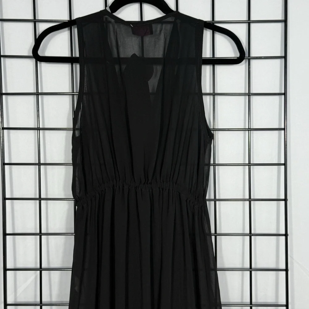 Hot Miami Styles Sheer Mesh Swimsuit Coverup Small Black Maxi Tie Front Belt NEW